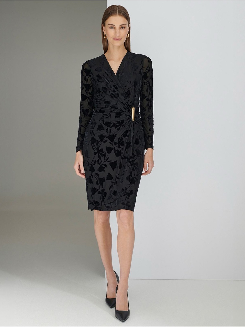 Harper Rose Subtle Floral Print Long Sleeve V-Neck Wrap Dress Size 12 NWT!